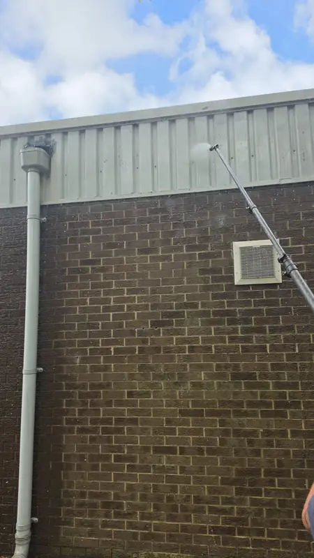 Soft wash spray cladding edge corrugated, Northampton.