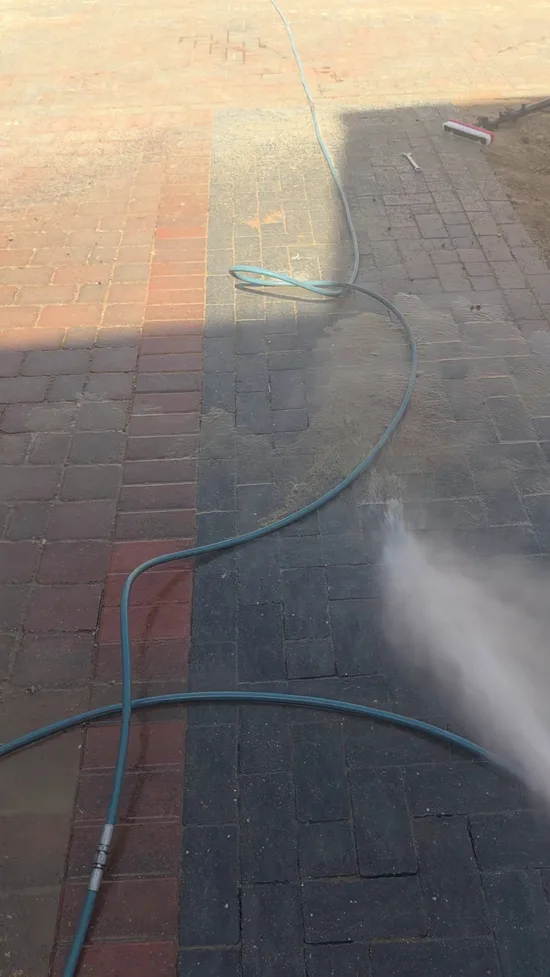 Before - residential courtyard block paving excavation debris soil contamination, Cambridge.
