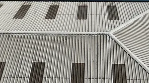 Before - commercial corrugated fibre cement roof heavy algae biological growth, Northampton.