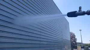 commercial industrial unit profiled metal cladding steam cleaned