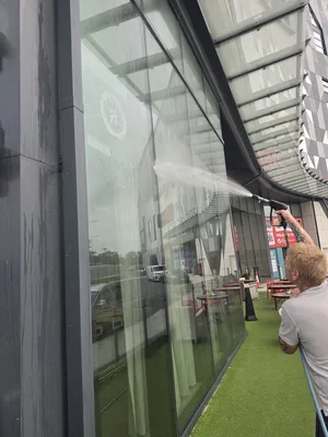 commercial venue rooftop skylight glazing panels water rinse cleaning