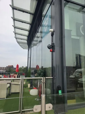 commercial venue glass balustrade facade atmospheric grime window clean