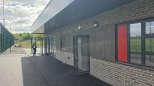 commercial school buff brick facade window cleaning operative