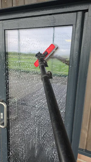 During - commercial school window water fed pole brush cleaning, West-Bromwich.