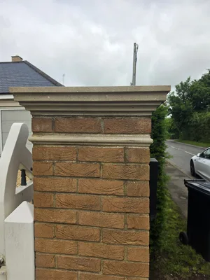 Before - residential red brick chimney stack weathering and soiling, Orlingbury.