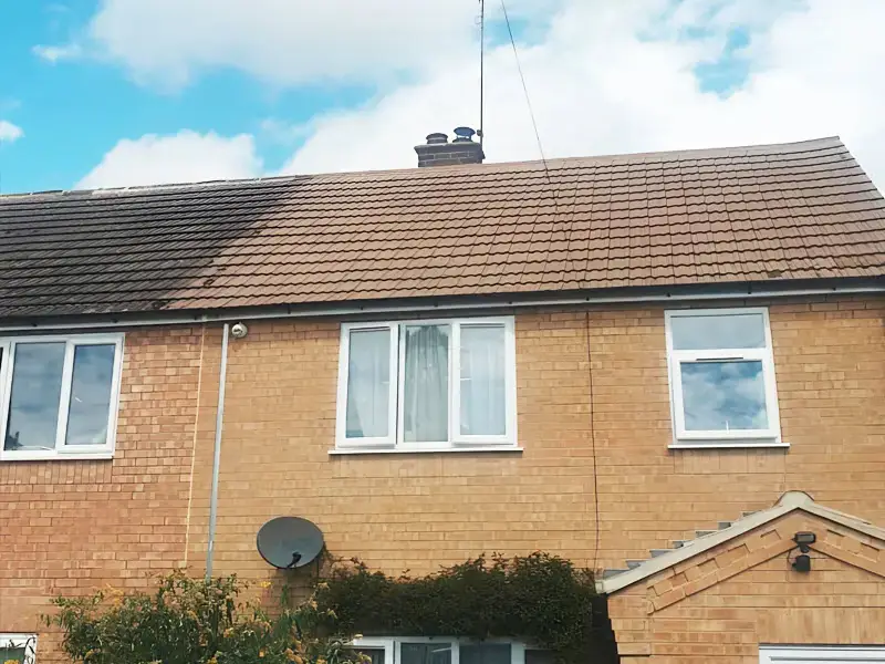Semi-detached home with terracotta roof cleaned by ECS